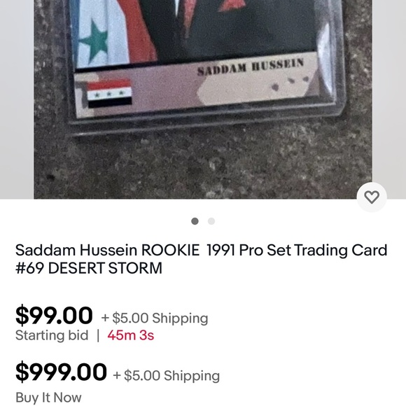Desert Storm Pro Set trading card. Saddam Hussein - Picture 3 of 3